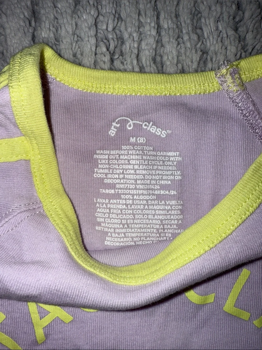 art class Lavender Tee with Yellow Retro Tennis Graphic